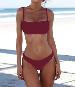 Solid Sexy Bikini Set Women's Two-Piece Swimwear